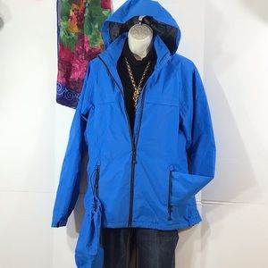 Port Authority blue hooded rain jacket & travel bag M
